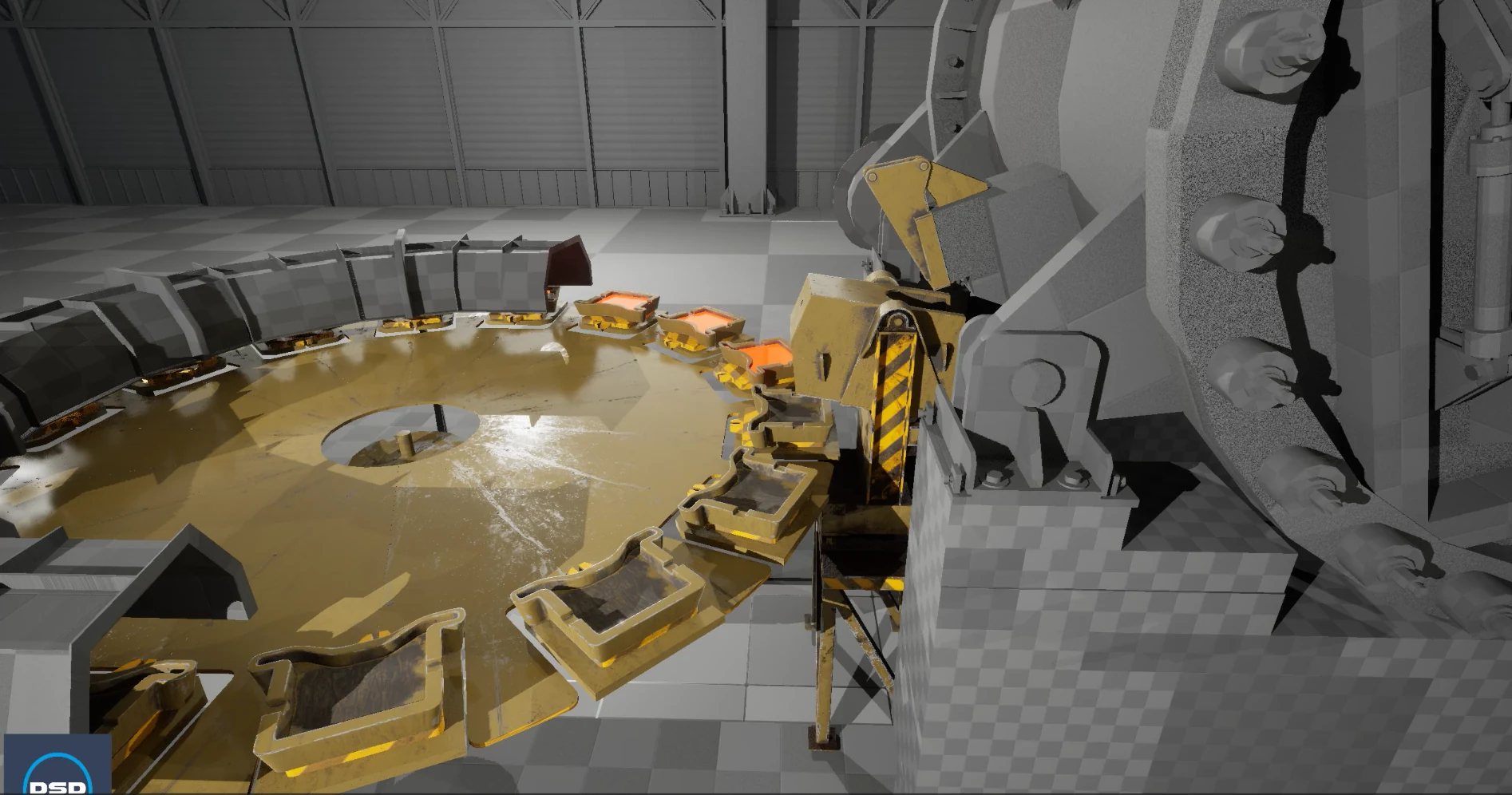 Jumeau numérique 3D en direct — roue de coulée avec poche de coulée