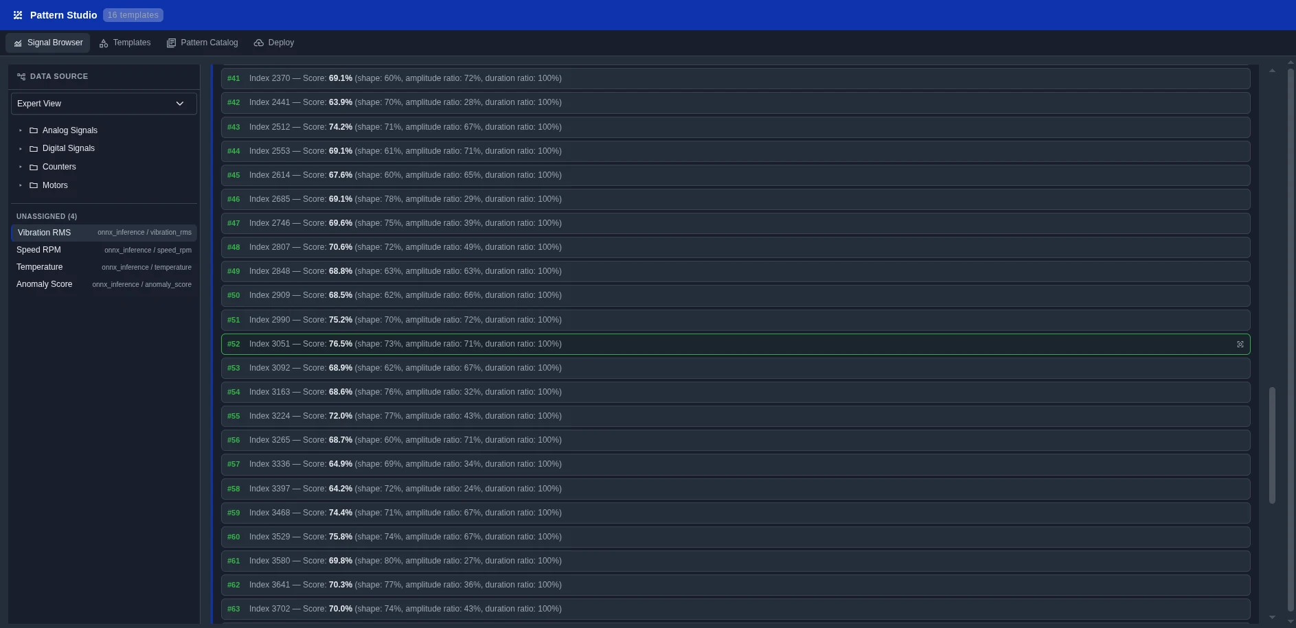 Pattern Studio — zoom-match detection chart